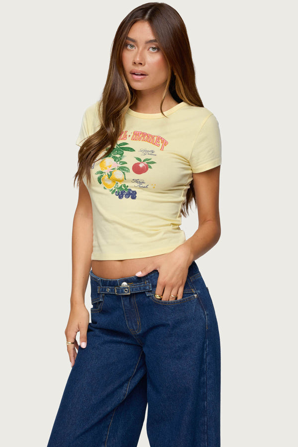 Edikted Local Market Graphic T Shirt Yellow
