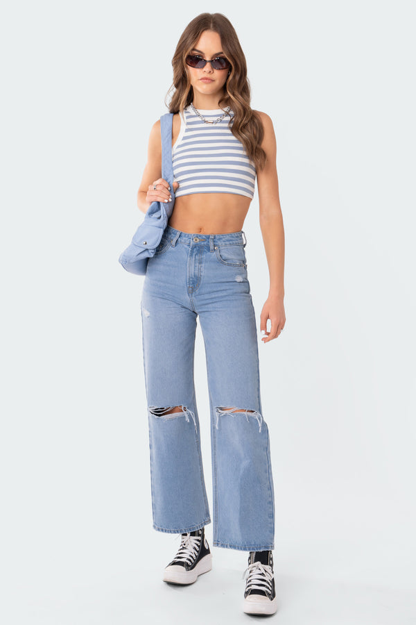 edikted Lori High-Rise Wide Leg Jeans blue