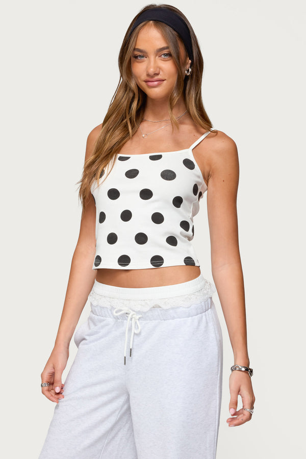 Edikted Lynne Polka Dot Tank Top White