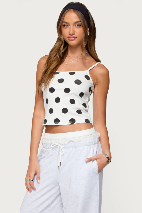 edikted Lynne Polka Dot Tank Top white