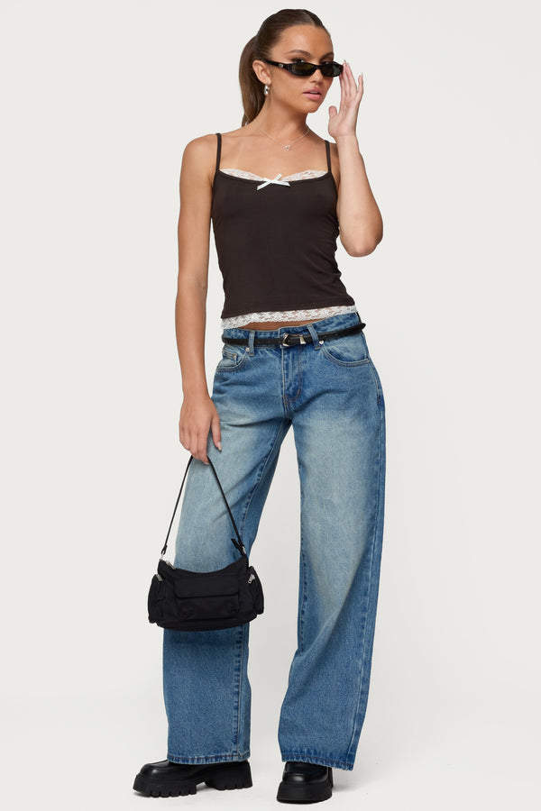 edikted Magda Low Rise Acid Wash Jeans blue washed