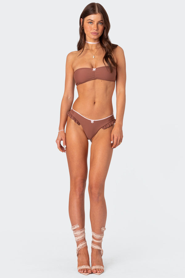 Edikted Maggie Bandeau Bikini Top Brown