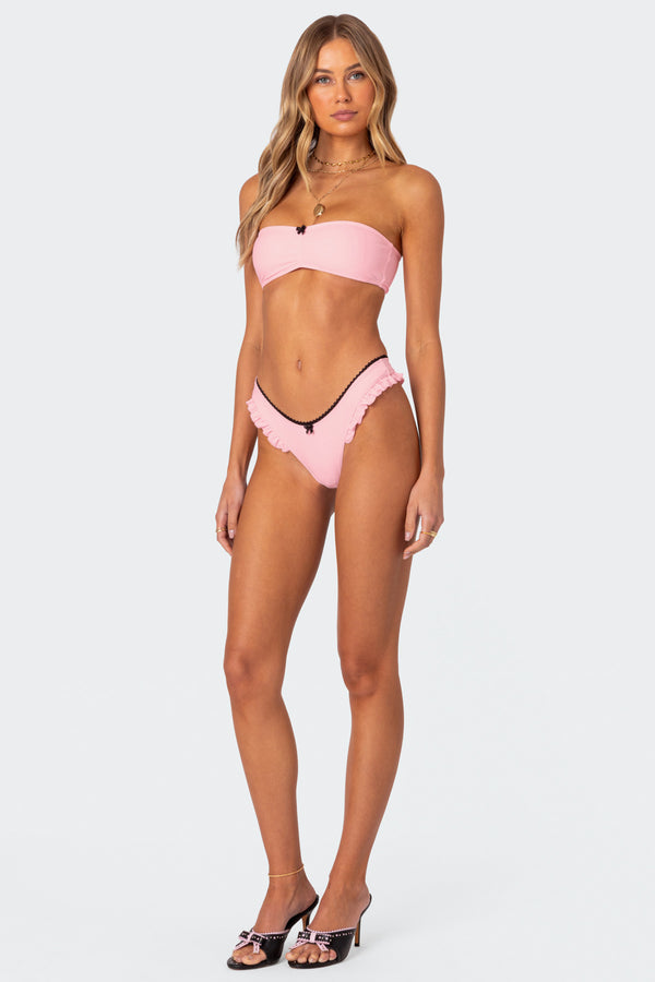 Edikted Maggie Ruffled Bikini Bottom Light Pink
