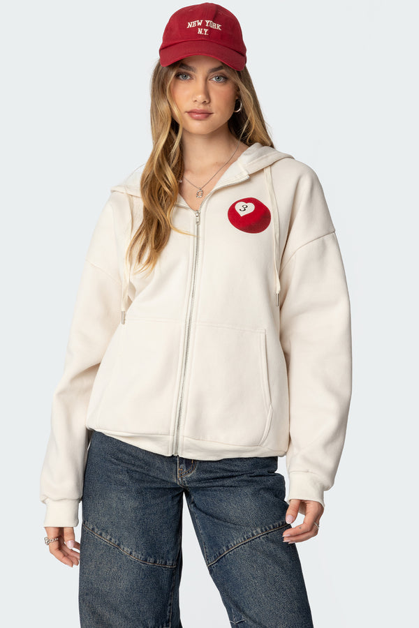 edikted Magic 3 Oversized Zip Up Hoodie cream