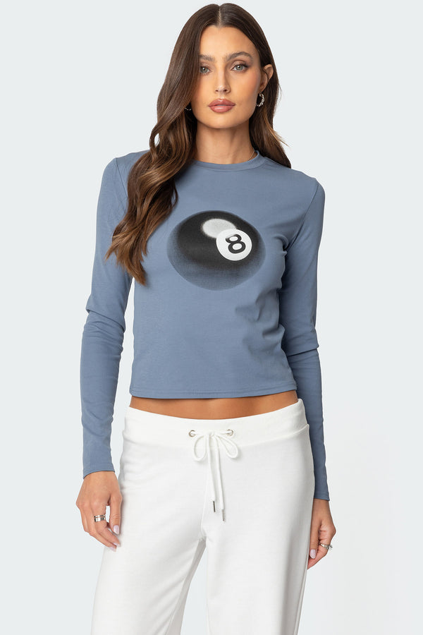 edikted Magic 8 Long Sleeve T Shirt blue