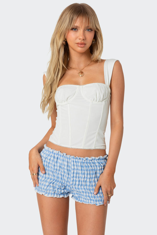 edikted Marcella Wide Strap Mesh Corset white