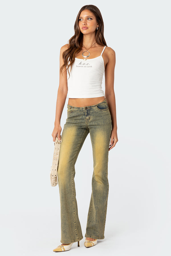 edikted Maris Low Rise Washed Flared Jeans blue