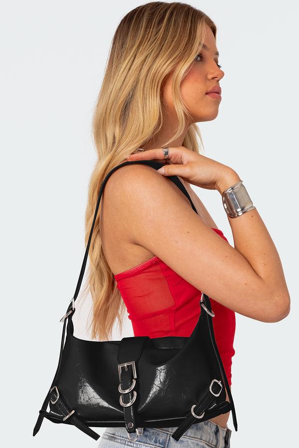 Edikted Marlie Faux Leather Shoulder Bag Black