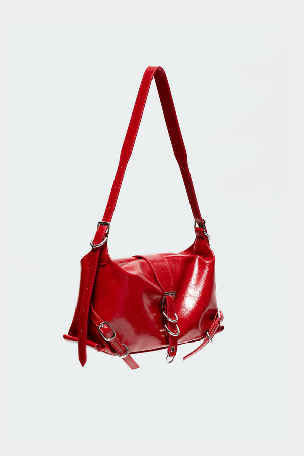 Edikted Marlie Faux Leather Shoulder Bag Red