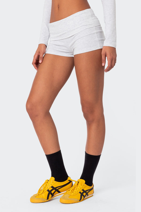 Edikted Meg Fold Over Shorts Gray Melange