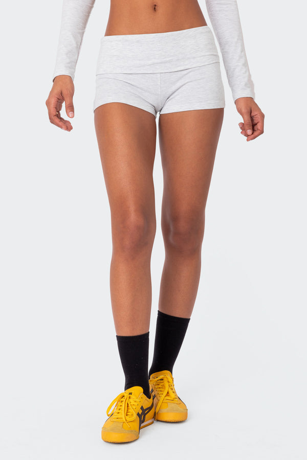 Edikted Meg Fold Over Shorts Gray Melange