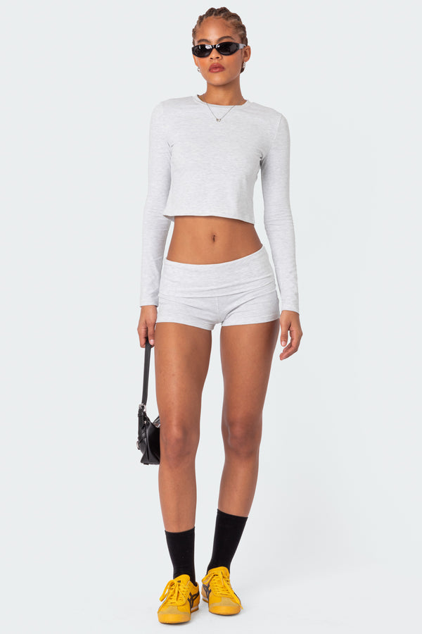 edikted Meg Fold Over Shorts gray melange