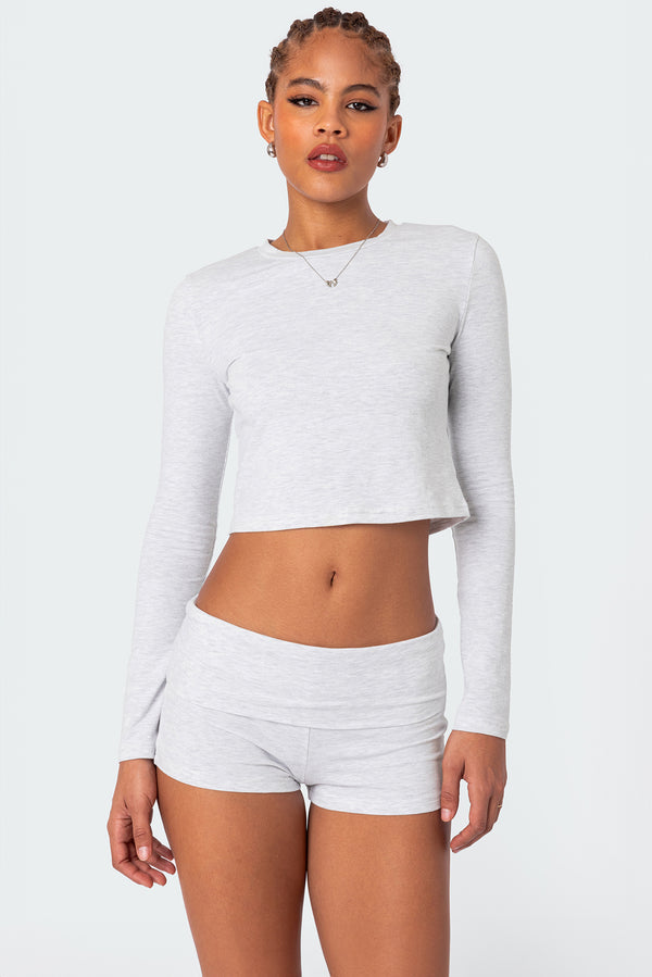 edikted Meg Long Sleeve Top gray melange