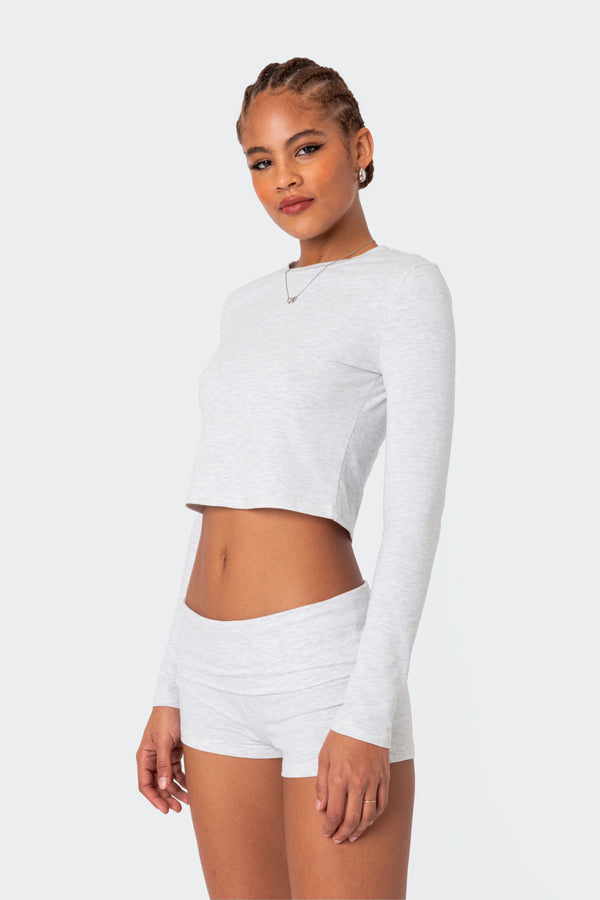 Edikted Meg Long Sleeve Top Gray Melange