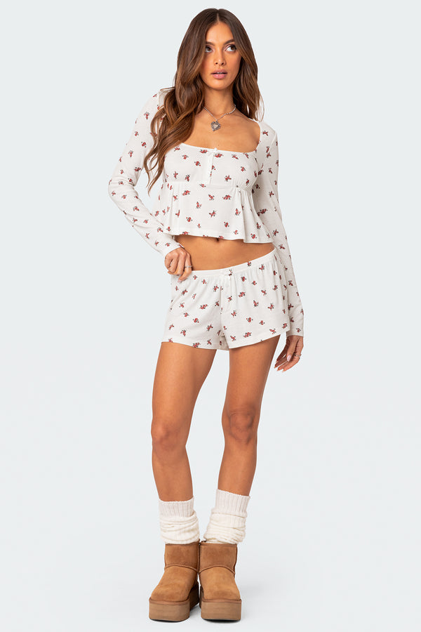 edikted Meliora Ribbed Shorts white