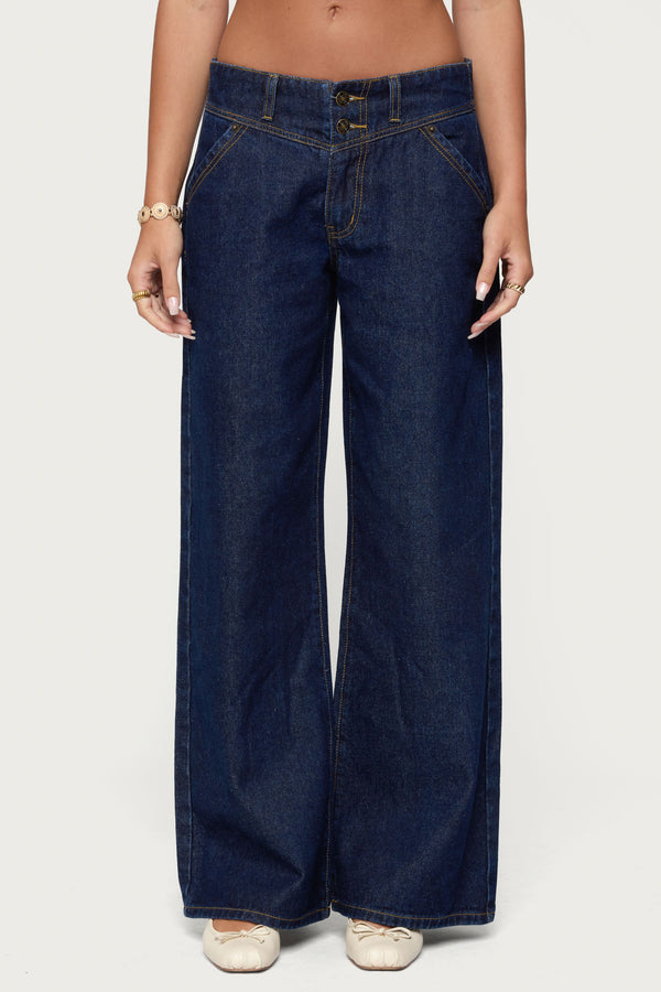 Edikted Meredith Low Rise Jeans Blue