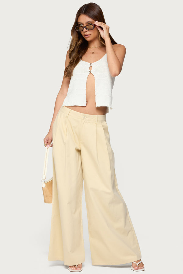 Edikted Mikinley Split Front Knit Tank Top White