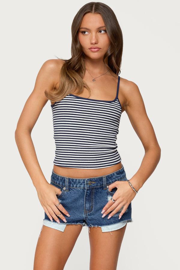 edikted Miller Striped Tank Top navy and white