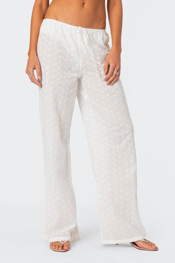 Edikted Miracle Cotton Lace Pants White