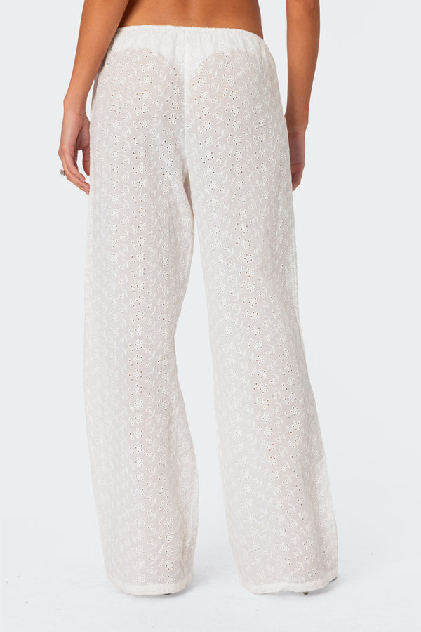 Edikted Miracle Cotton Lace Pants White