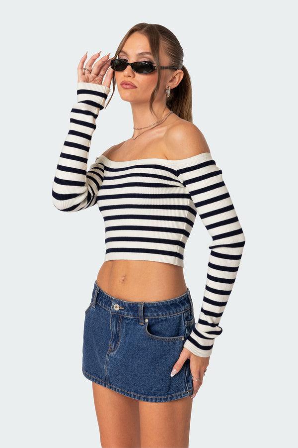 Edikted Miranda Off Shoulder Knit Top Mix