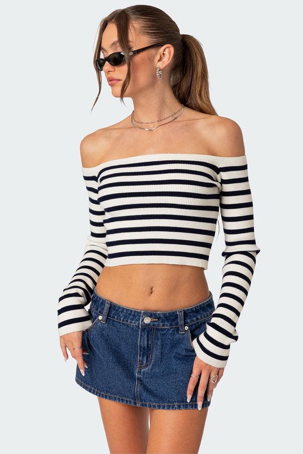 edikted Miranda Off Shoulder Knit Top mix