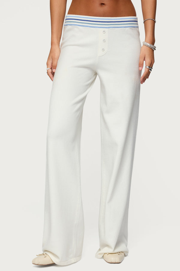 Edikted Miya Stripey Knit Pants White
