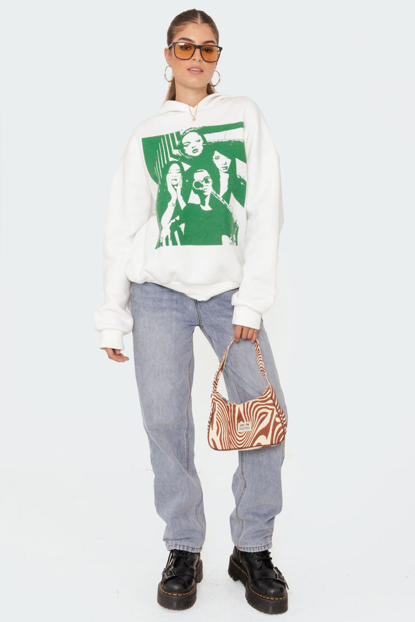 edikted Mono Print Hoodie white
