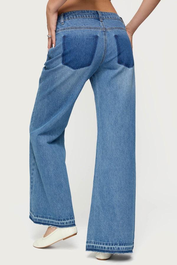 Edikted Nerissa Low Rise Flared Jeans Blue