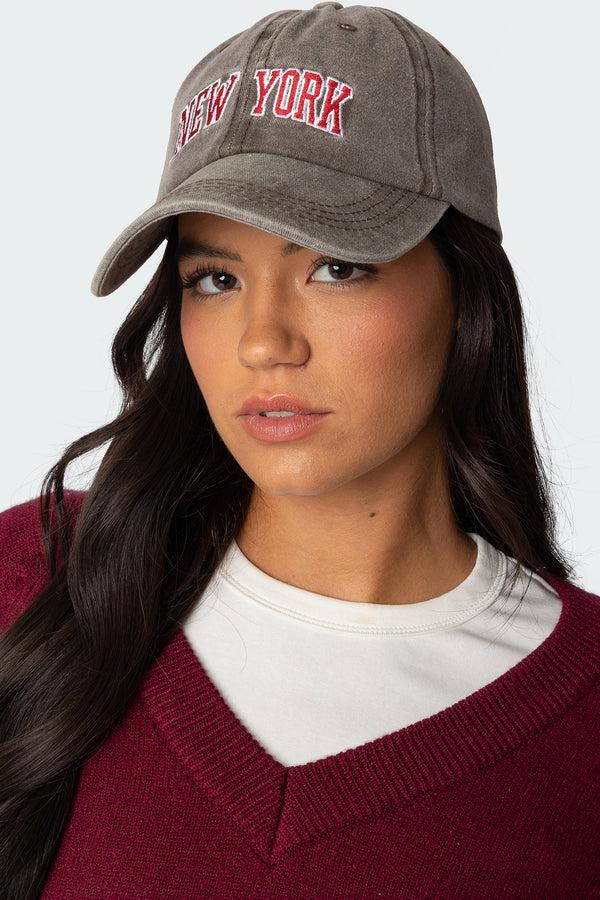 edikted New York Washed Baseball Cap brown washed
