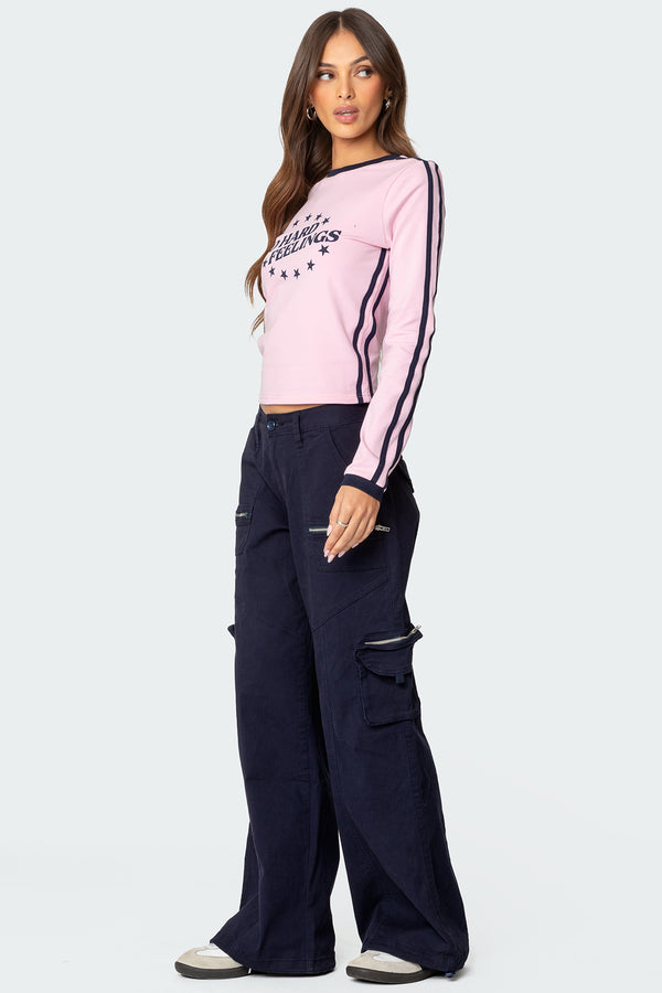 Edikted No Hard Feelings Long Sleeve T Shirt Pink