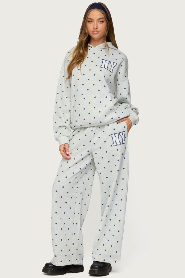Edikted NY Babe Polka Dot Hoodie Gray Melange