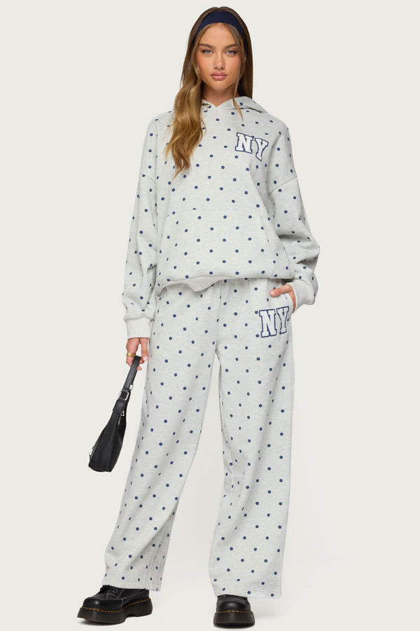 Edikted NY Babe Polka Dot Hoodie Gray Melange