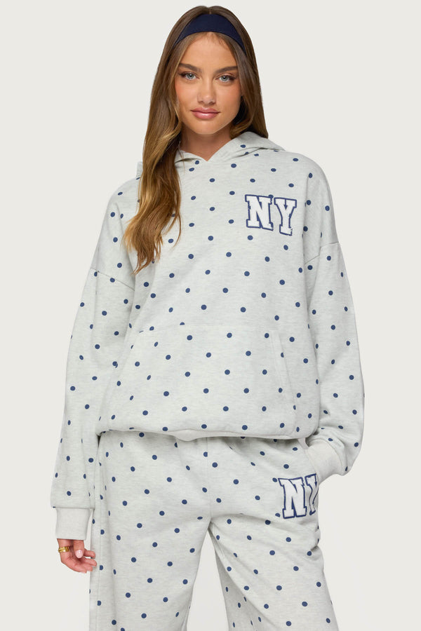 edikted NY Babe Polka Dot Hoodie gray melange