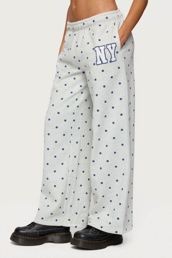 Edikted NY Babe Polka Dot Sweatpants Gray Melange