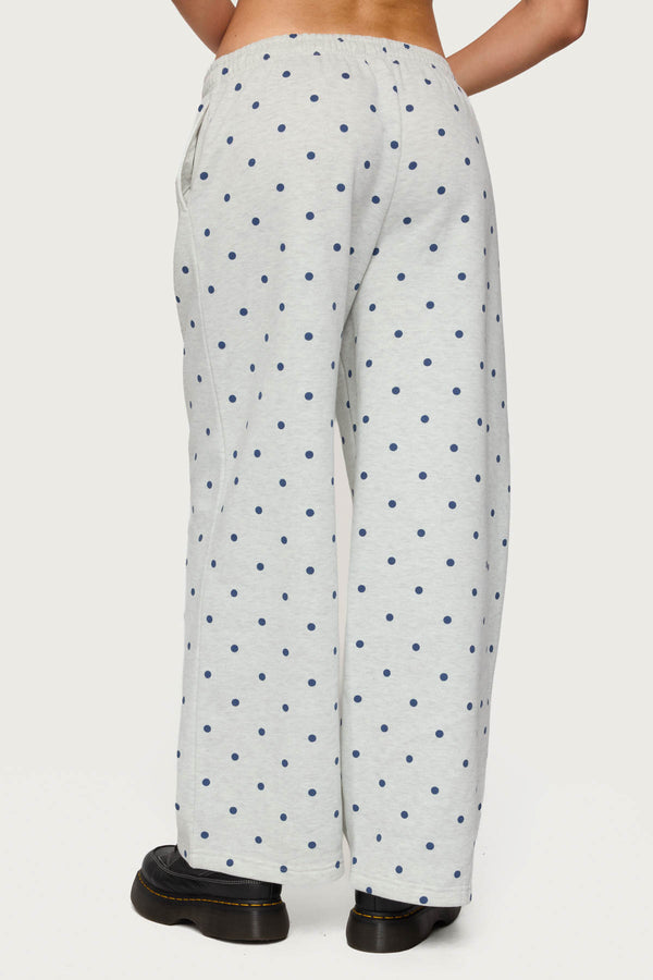 Edikted NY Babe Polka Dot Sweatpants Gray Melange