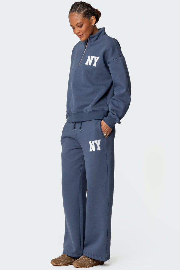 Edikted Ny Quarter Zip Sweatshirt Blue