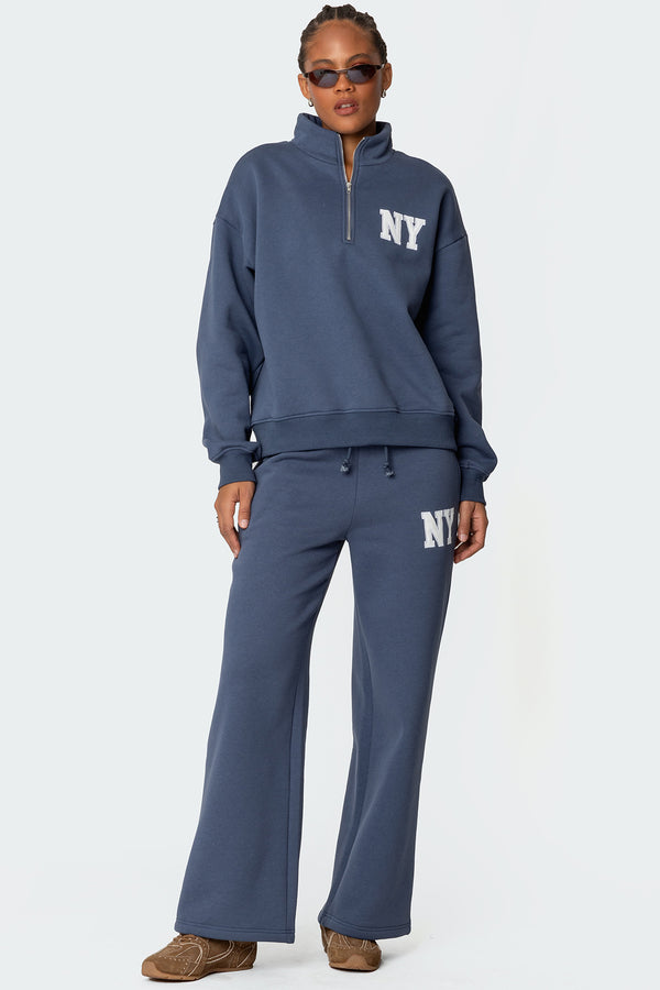 edikted Ny Wide Leg Sweatpants blue