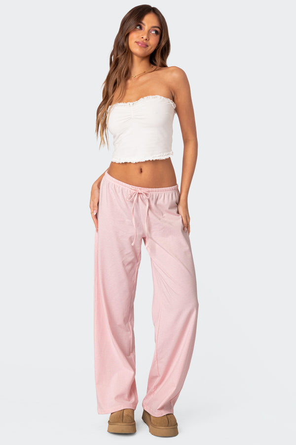 edikted Olivia Striped Loose Fit Pants light pink