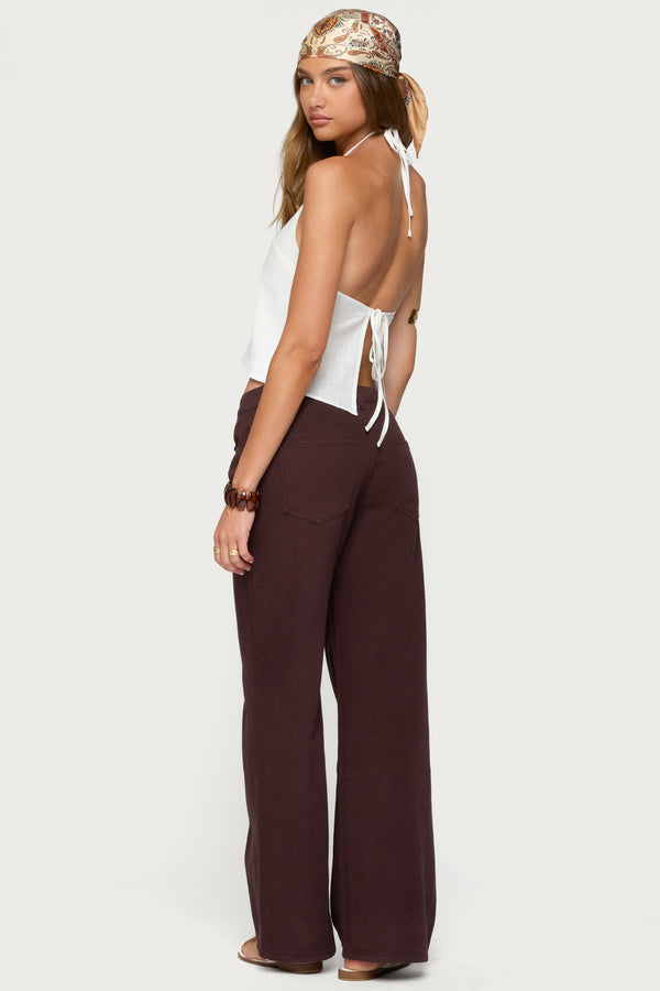 Edikted Oliviana Linen Look Halter Top White