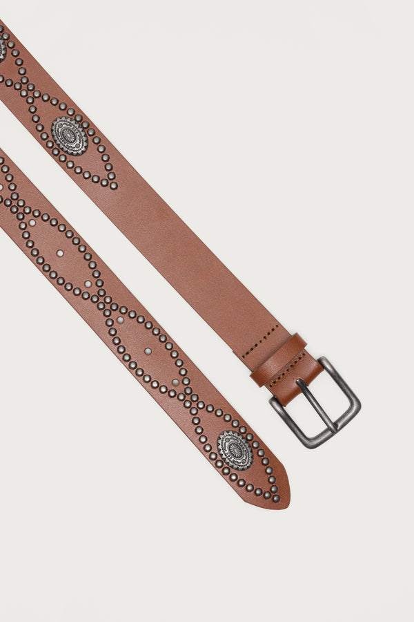 Edikted Orion Studded Faux Leather Belt Brown