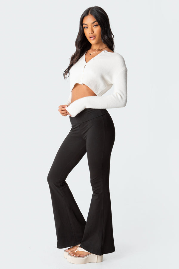 Edikted Otto Cropped Cardigan White