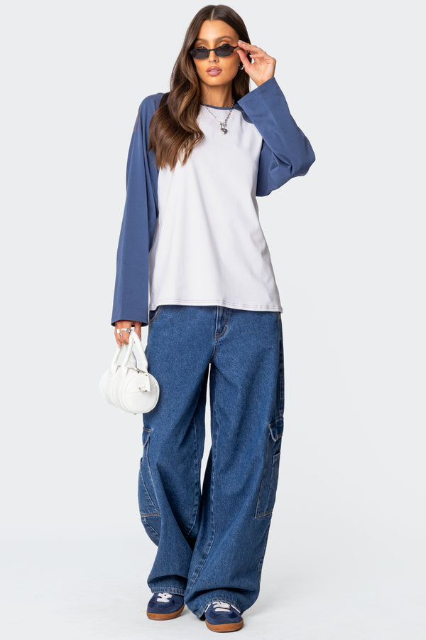 Edikted Oversized Raglan Long Sleeve T Shirt White