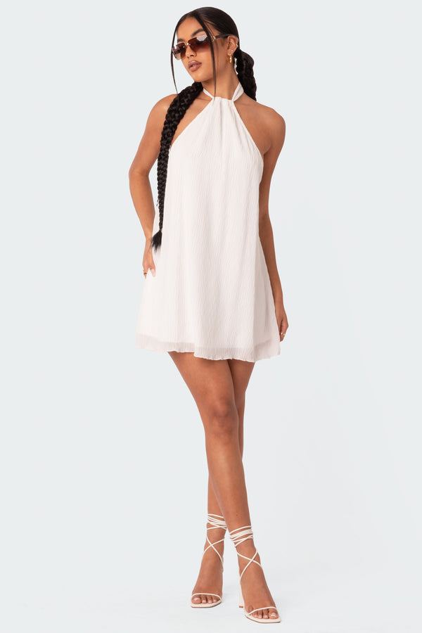 Edikted Palma Open Back Halter Mini Dress White