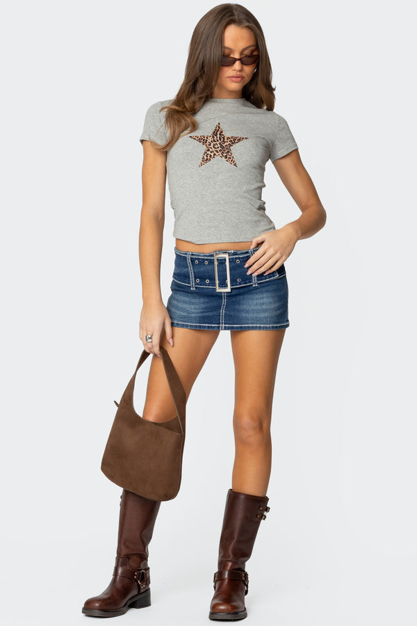 edikted Payson Wide Belted Mini Skort blue washed