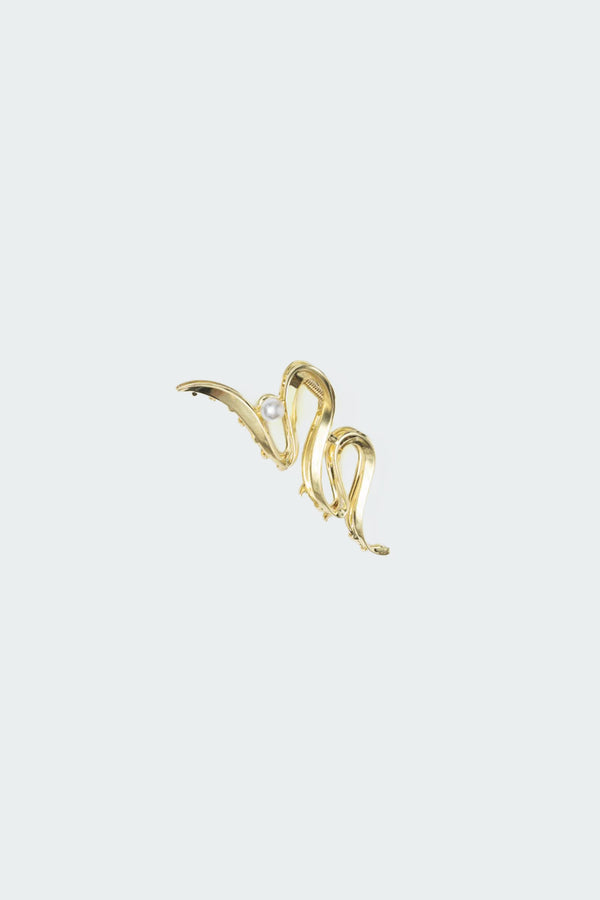 Edikted Pearl Abstract Claw Clip Gold