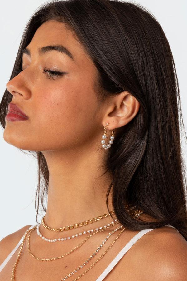 edikted Pearl Hoop Earrings gold