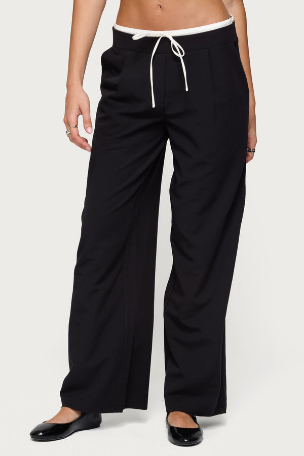 Edikted Peekaboo Drawstring Pants Black
