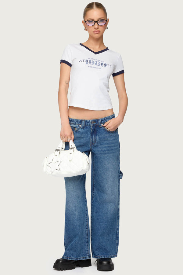 edikted Petite Carpenter Low Rise Jeans blue