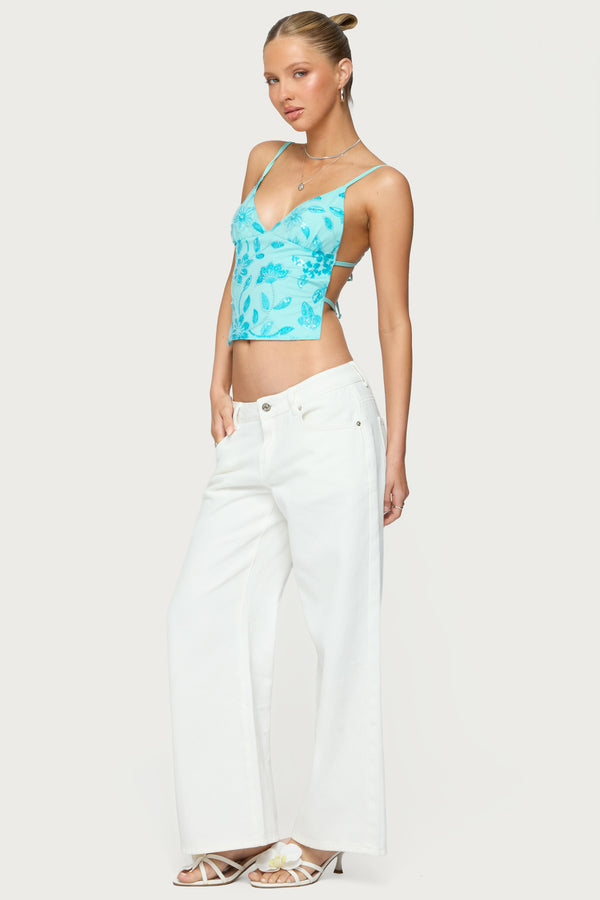 Edikted Petite Roman Low Rise Slouchy Jeans White